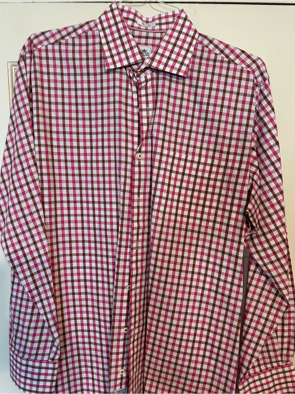 Peter Millar Men's Red & White Plaid Button-Up Shirt